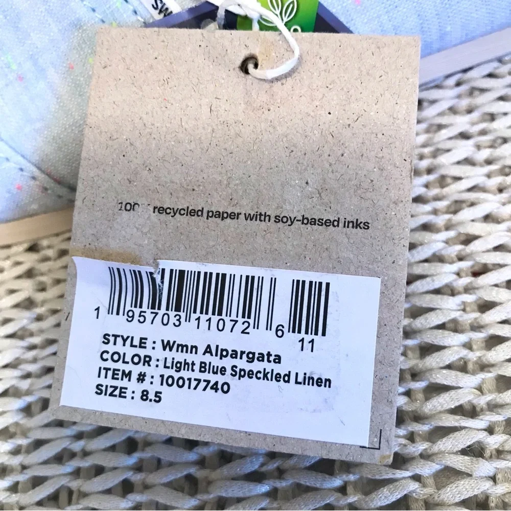 NWT Toms Alpargata Flats in Light Blue Speckled Linen